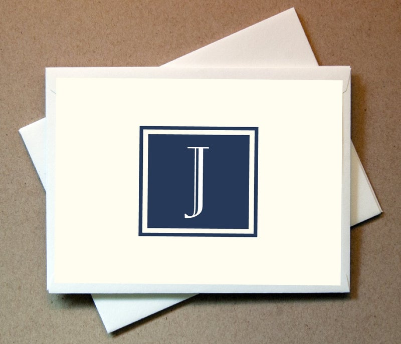 Little Notes by Comptime Monogram Stationery Note Cards - Monogram Thank You Cards (J) - Image 1